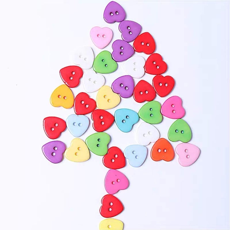 Meetppy 200pcs 14MM Heart Shaped Multicolor 2 Holes Plastic Sewing Buttons for Sewing Scrapbooking Knitting - Image 3